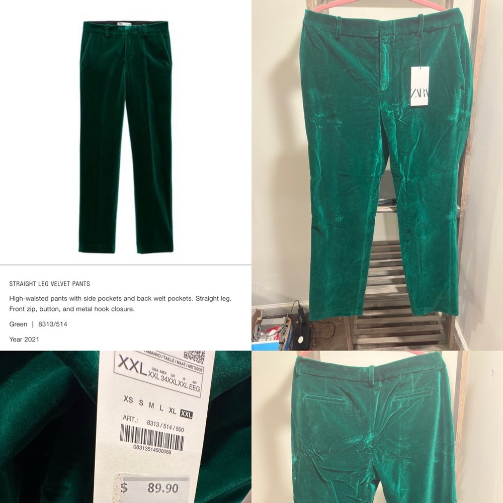 Zara Green Velvet Pants